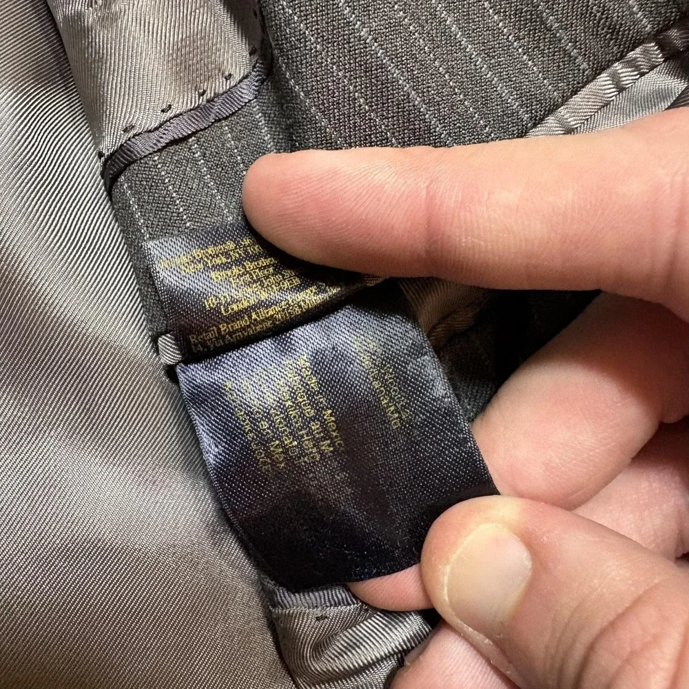 Brooks Brothers 346 Blazer Suit Jacket Mens 37R Gray Pinstripe Sport Coat Stretc